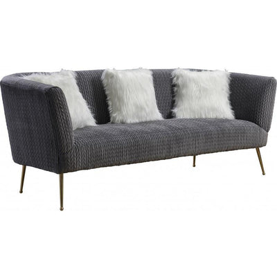 Monroe Textured Velvet Gray Sofa - bellafurnituretv