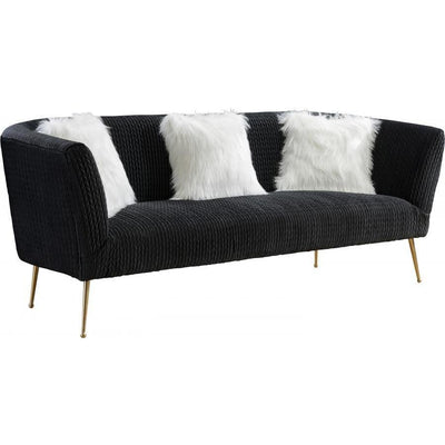 Monroe Textured Velvet Black Sofa - bellafurnituretv