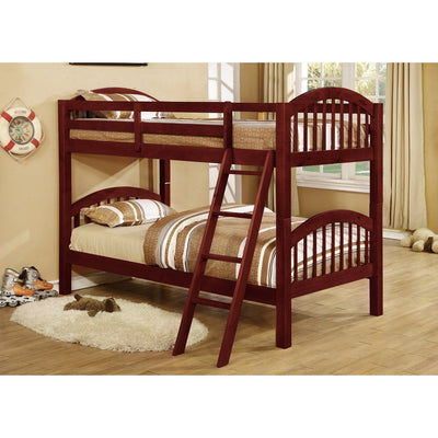 [SPECIAL] Ryder Cherry Twin over Twin Bunk Bed - bellafurnituretv