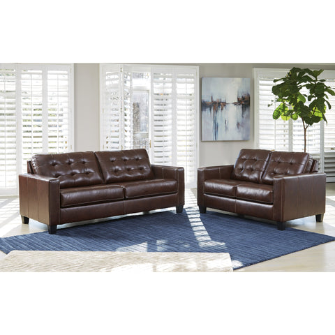 Altonbury Walnut Leather Sofa - bellafurnituretv