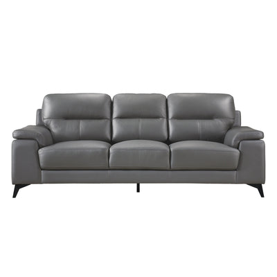 Mischa Dark Gray Top-Grain Leather Sofa - bellafurnituretv