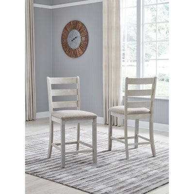 Skempton White/Light Brown Counter Height Chair, Set of 2 - bellafurnituretv
