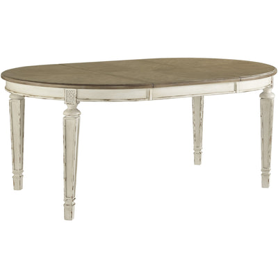 Realyn Chipped White Oval Dining Table - bellafurnituretv