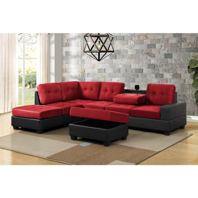 [HOT DEAL] Heights Red/Black Reversible Sectional with Storage Ottoman - bellafurnituretv