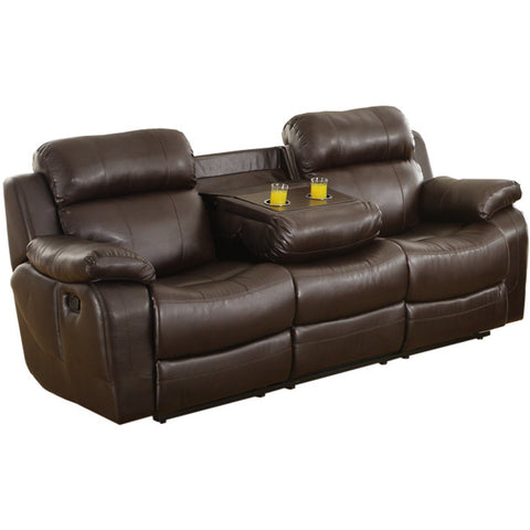 Marille Brown Bonded Leather Reclining Sofa - bellafurnituretv