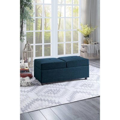 Denby Blue Storage Ottoman Chair - bellafurnituretv