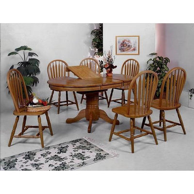 Farmhouse Dark Oak Extendable Oval Dining Set - bellafurnituretv