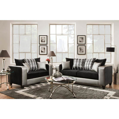 [SPECIAL] Monroe Silver/Black Sofa & Loveseat - bellafurnituretv