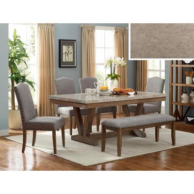 Vesper Brown/Gray Real Marble Rectangular Dining Table - bellafurnituretv
