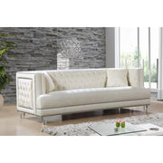 Lucas Velvet Cream Sofa - bellafurnituretv