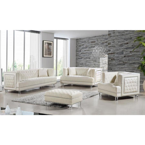 Lucas Velvet Cream Sofa - bellafurnituretv