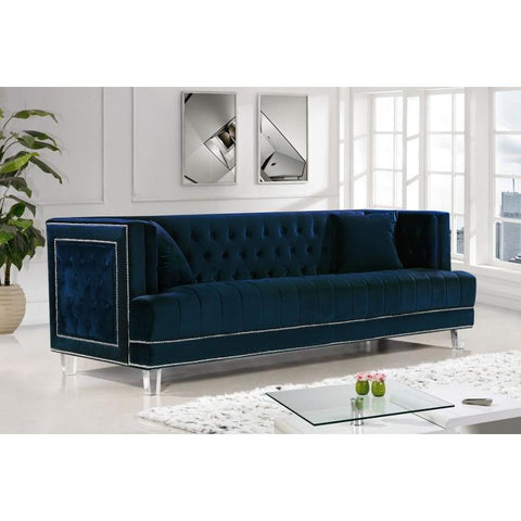 Lucas Velvet Navy Sofa - bellafurnituretv