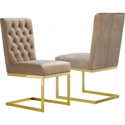 Cameron Velvet Beige Dining Chair, Set of 2 - bellafurnituretv