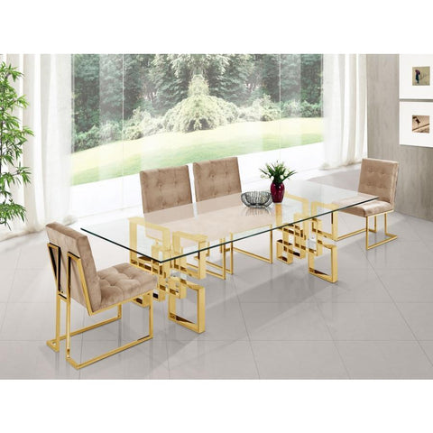 Pierre Gold/Glass Dining Table - bellafurnituretv