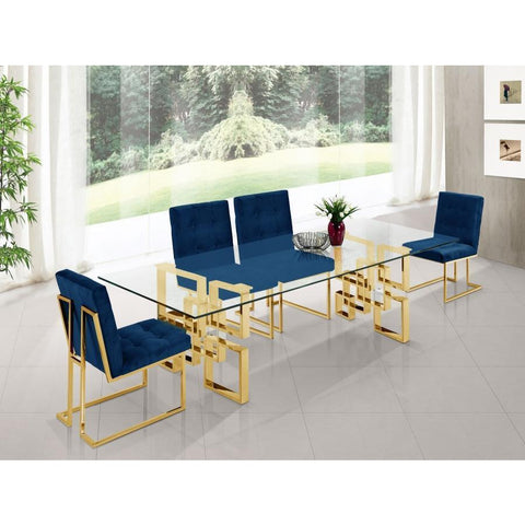 Pierre Gold/Navy Dining Set - bellafurnituretv