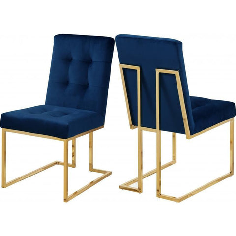 Pierre Velvet Navy Dining Chair, Set of 2 - bellafurnituretv