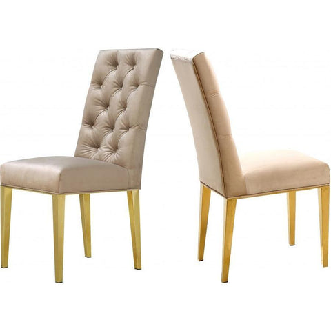 Capri Velvet Beige Dining Chair, Set of 2 - bellafurnituretv