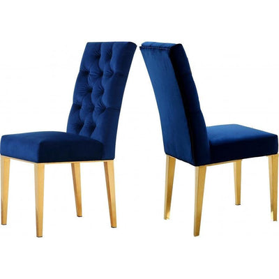 Capri Velvet Navy Dining Chair, Set of 2 - bellafurnituretv