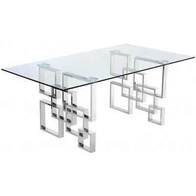 Alexis Chrome/Glass Dining Table - bellafurnituretv