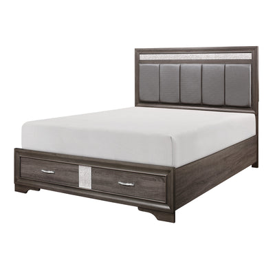 Luster Gray King Storage Platform Bed - bellafurnituretv