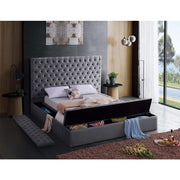 Bliss Velvet Gray Full Storage Platform Bed - bellafurnituretv