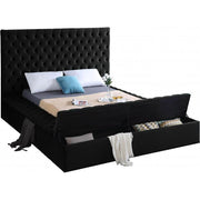 Bliss Velvet Black Full Storage Platform Bed - bellafurnituretv