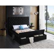 Bliss Velvet Black Full Storage Platform Bed - bellafurnituretv