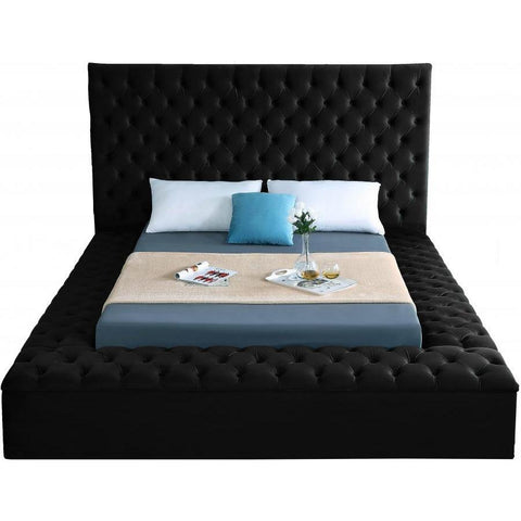 Bliss Velvet Black Full Storage Platform Bed - bellafurnituretv