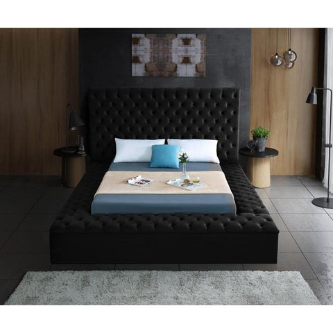 [SPECIAL] Bliss Velvet Black Queen Storage Platform Bed - bellafurnituretv