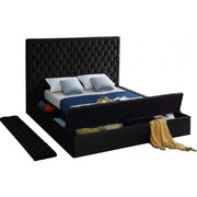 Bliss Velvet Black Full Storage Platform Bed - bellafurnituretv