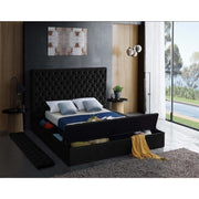 Bliss Velvet Black Full Storage Platform Bed - bellafurnituretv