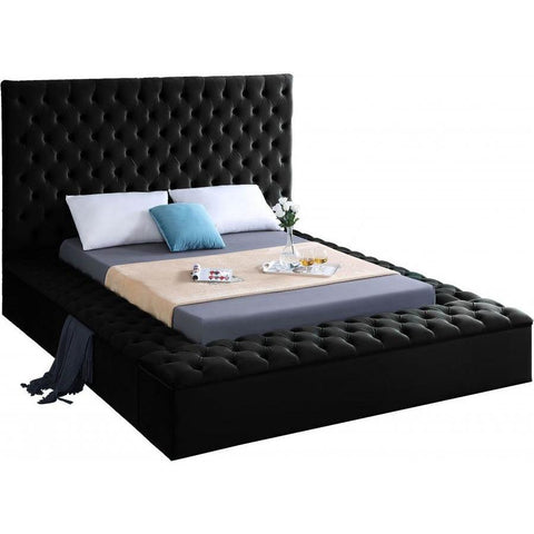 Bliss Velvet Black Full Storage Platform Bed - bellafurnituretv