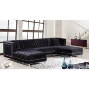 Moda Velvet Black Double Chaise Sectional - bellafurnituretv