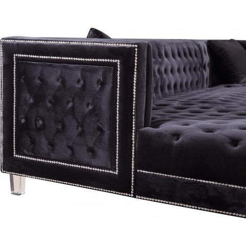 Moda Velvet Black Double Chaise Sectional - bellafurnituretv