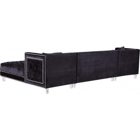 Moda Velvet Black Double Chaise Sectional - bellafurnituretv