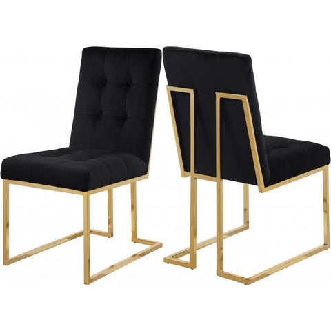 Pierre Velvet Black Dining Chair, Set of 2 - bellafurnituretv