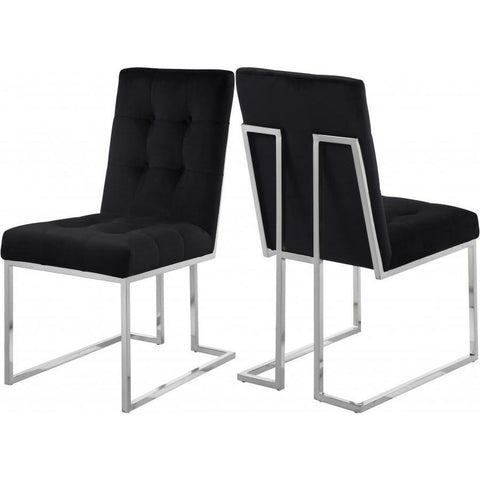 Alexis Velvet Black Dining Chair, Set of 2 - bellafurnituretv