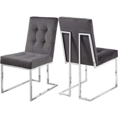 Alexis Velvet Gray Dining Chair, Set of 2 - bellafurnituretv