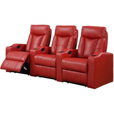 Madison Red 3-Seat Home Theater Set - bellafurnituretv