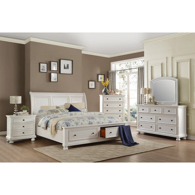 Laurelin White Queen Storage Platform Sleigh Bed - bellafurnituretv