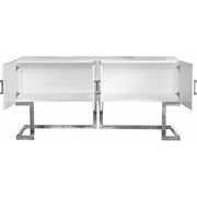 Beth White Lacquer/Chrome Sideboard Buffet - bellafurnituretv