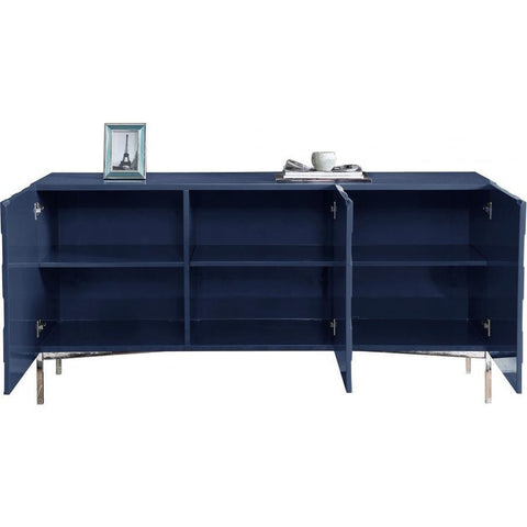 Collette Navy Lacquer/Chrome Sideboard Buffet - bellafurnituretv