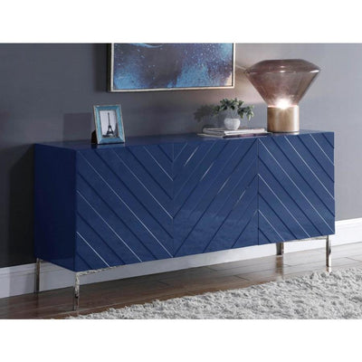 Collette Navy Lacquer/Chrome Sideboard Buffet - bellafurnituretv