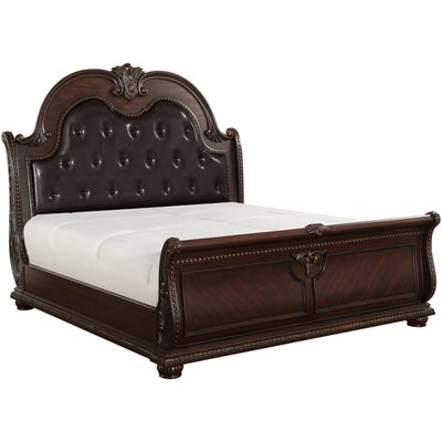 Cavalier King Brown Sleigh Bed - bellafurnituretv