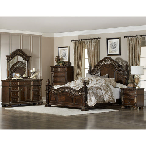 Catalonia Cherry King Panel Bed - bellafurnituretv