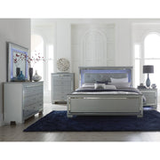 Allura Silver LED Queen Panel Bed - bellafurnituretv