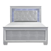 Allura Silver LED Queen Panel Bed - bellafurnituretv
