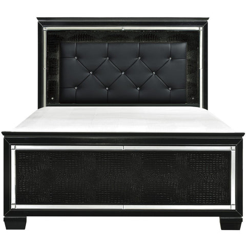 Allura Black LED Queen Panel Bed - bellafurnituretv