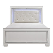 Allura White LED King Panel Bed - bellafurnituretv