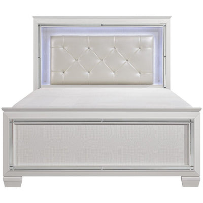 Allura White LED King Panel Bed - bellafurnituretv